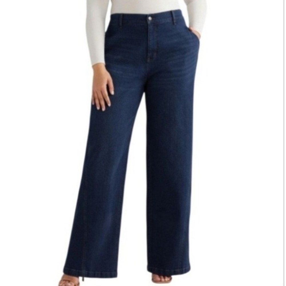 Sofia Jeans By Sofia Vergara Women's Pants Blue‎ 16W Wide Leg Super High Rise